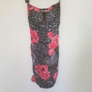 Strapless Animal Print / Floral form fitting dress